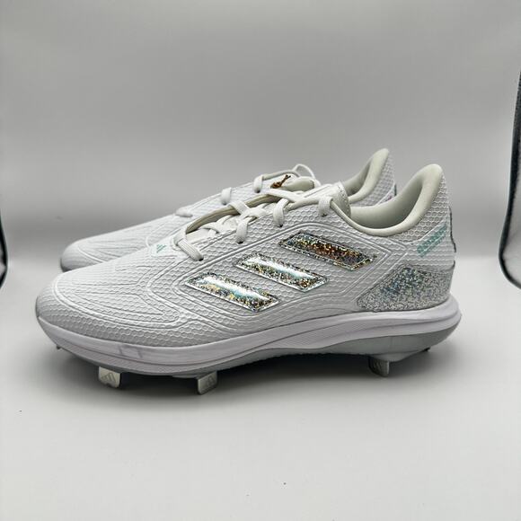 Adidas ID1664 adizero PureHustle 3 Sis B Women sz 9 Metal Baseball Cleat White - Picture 2 of 12